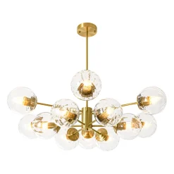 Tiered Ribbed Glass Globe Round Sputnik Chandelier