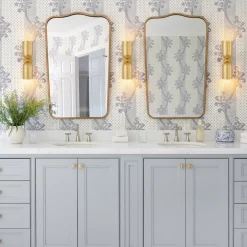 Tulip 2-Light Brass Up Down Hourglass Vanity Wall Sconce