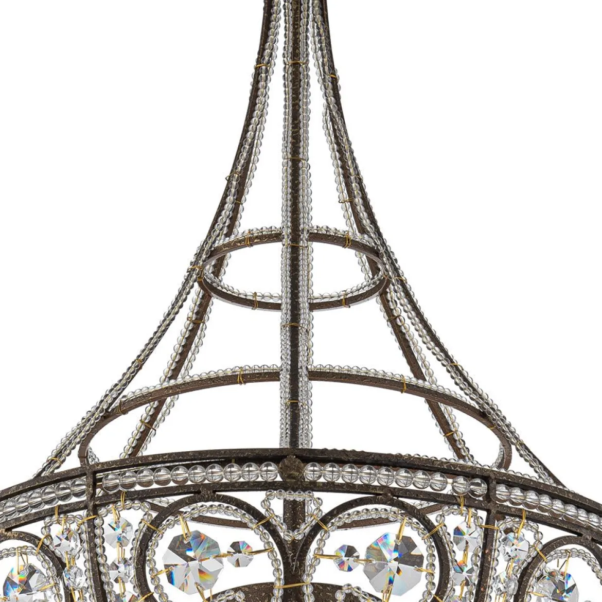 Victorian Antique Bronze Crystal Empire Chandelier
