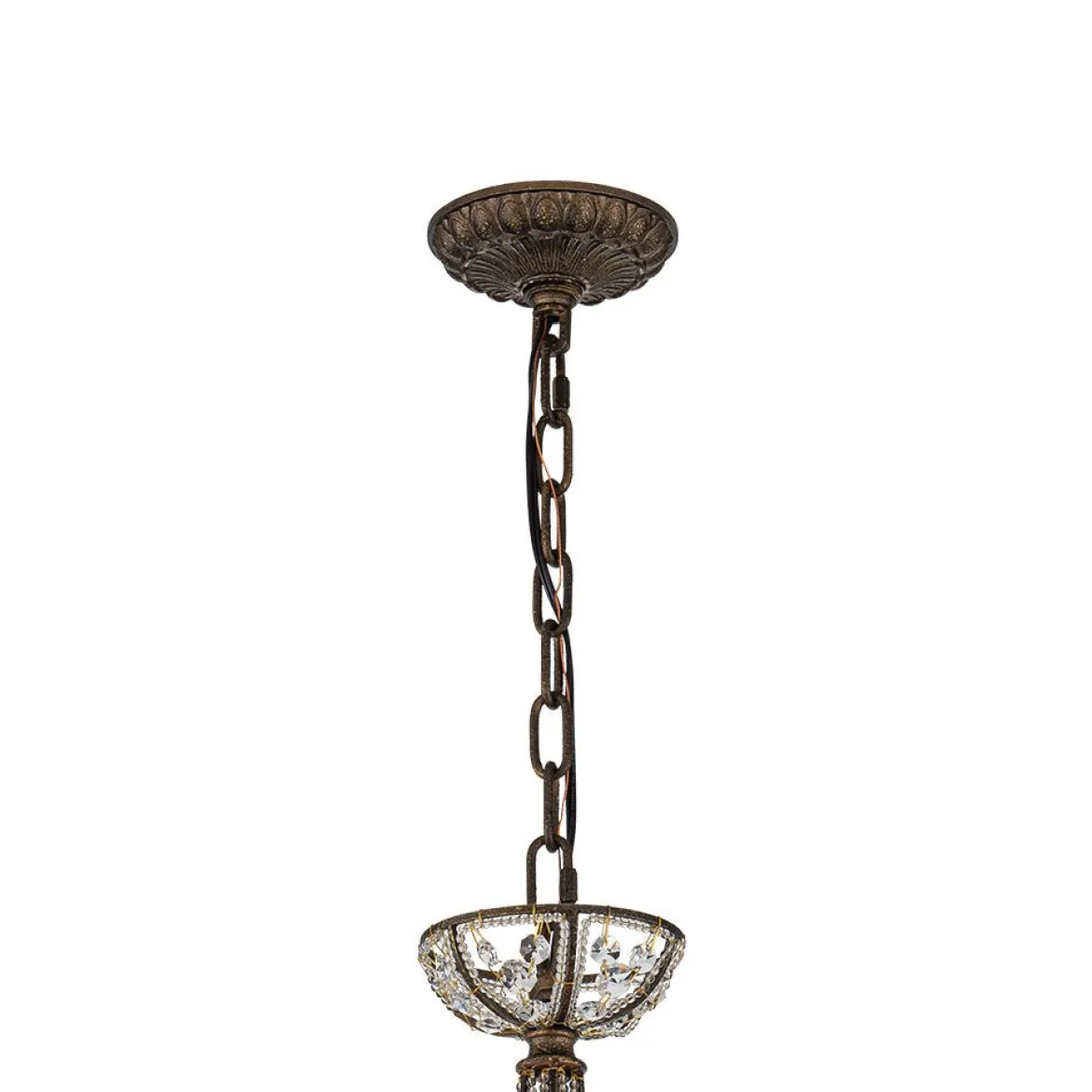 Victorian Antique Bronze Crystal Empire Chandelier