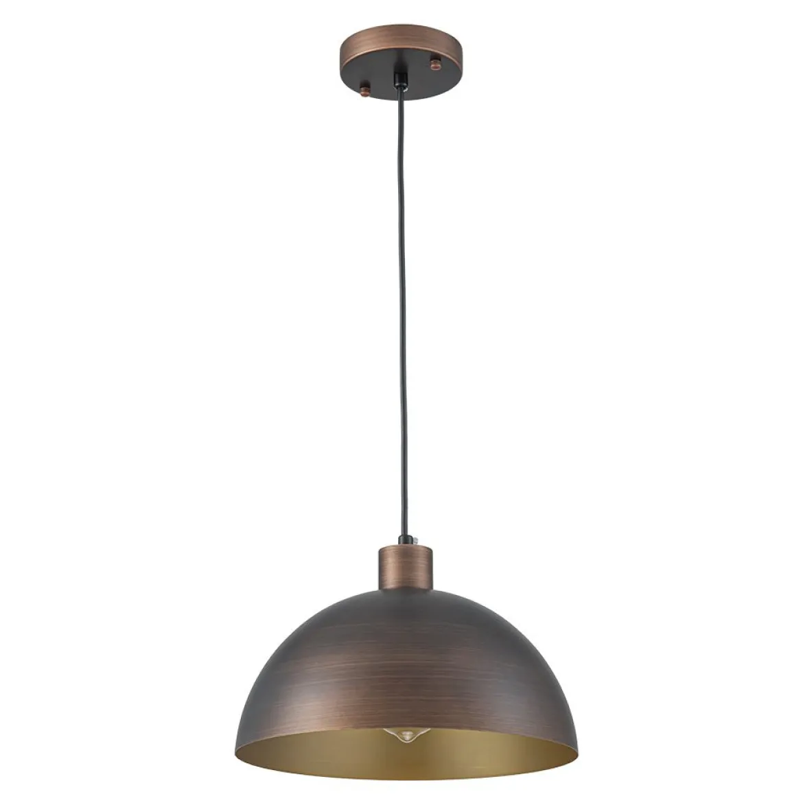 Vintage Antique Bronze 1-Light Iron Dome Pendant Light