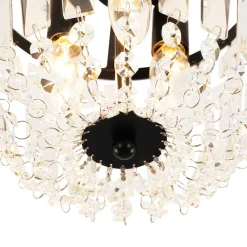 Vintage Black Draped Crystal Round Semi Flush Mount