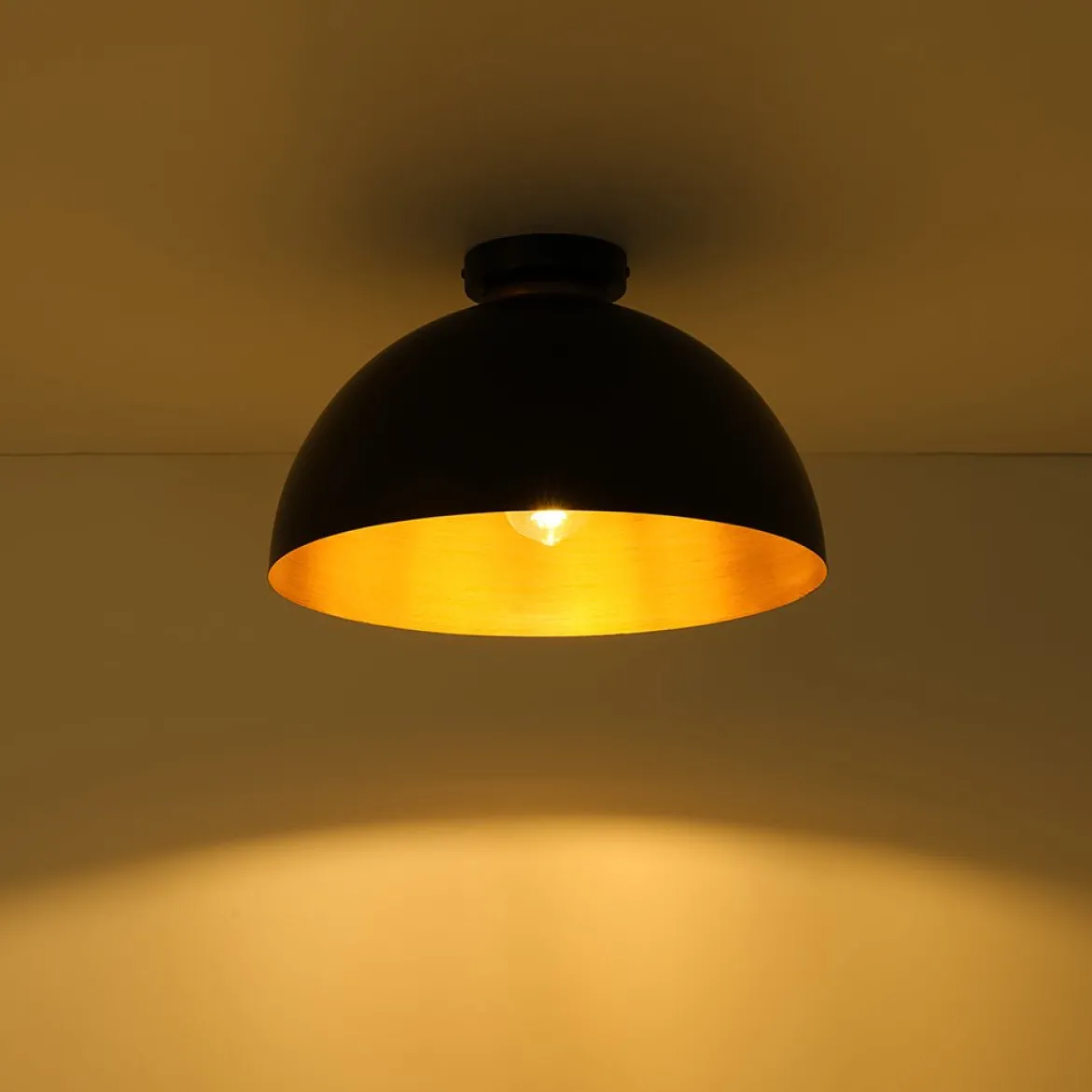 Vintage Farmhouse 1-Light Iron Dome Flush Mount Light