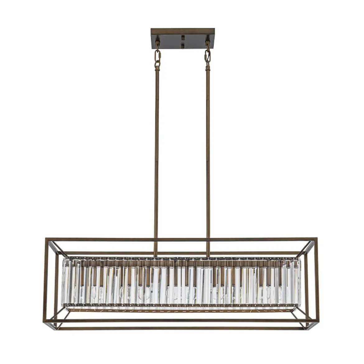 Vintage Italy Glam Crystal Rectangular Linear Chandelier