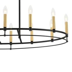 Vintage 12-Light Black Brass Candle Wide Island Chandelier
