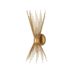 Vintage 2-Light Sunburst Antique Gold Vanity Wall Sconce