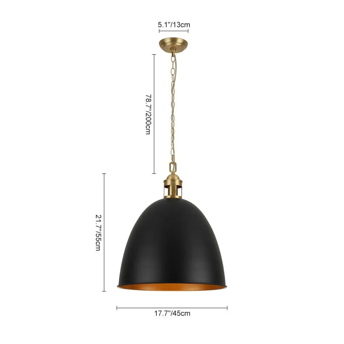 Vintage Luxe Farmhouse Large Iron Bell Pendant Light