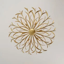 Vintage Luxe Gold Bloom Leaf Branch Oversized Basket Chandelier