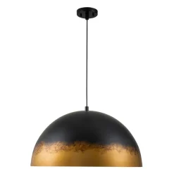 Vintage Luxe Gradient Black Gold Oversized Iron Dome Pendant