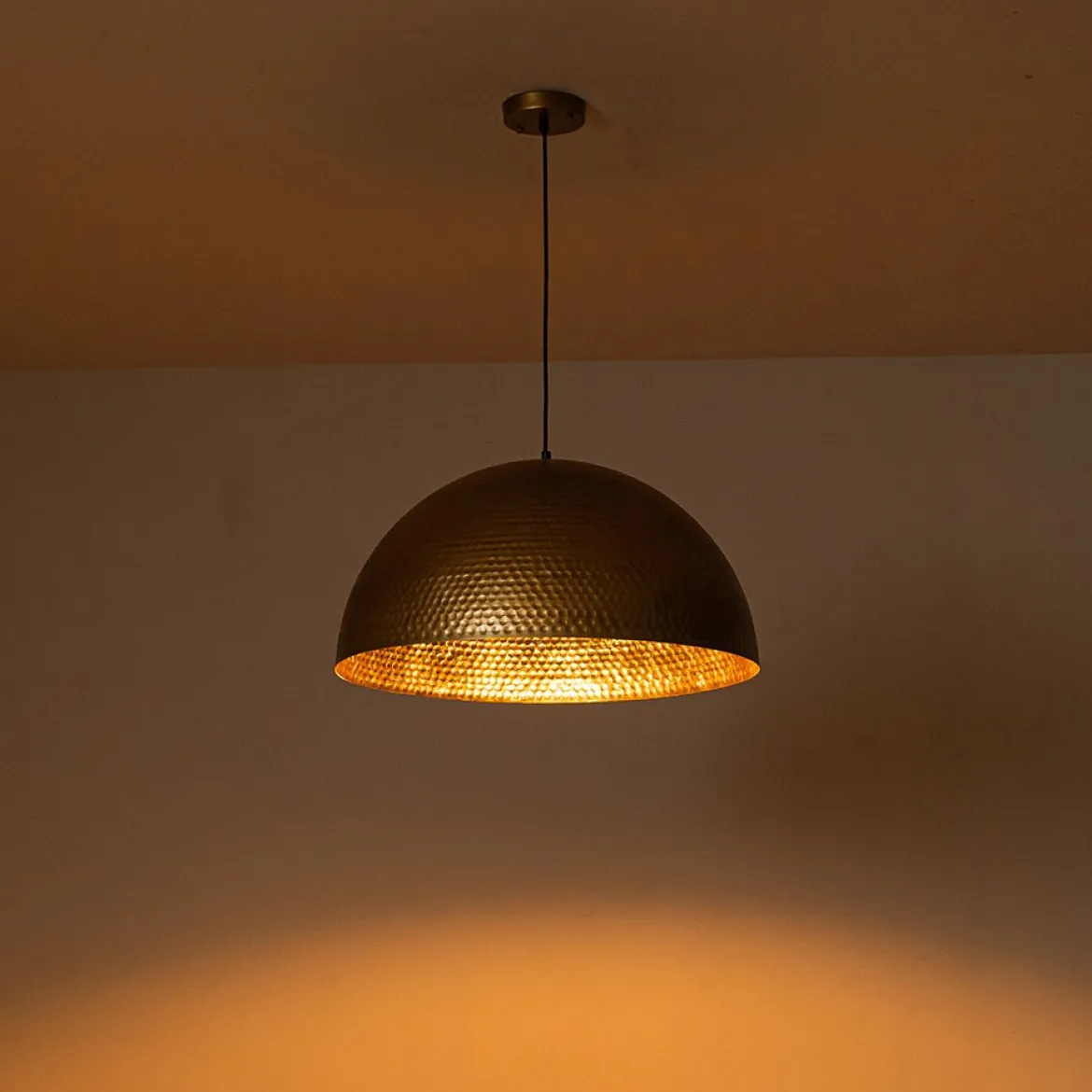 Vintage Luxe Oversized Hammered Dome Pendant Light