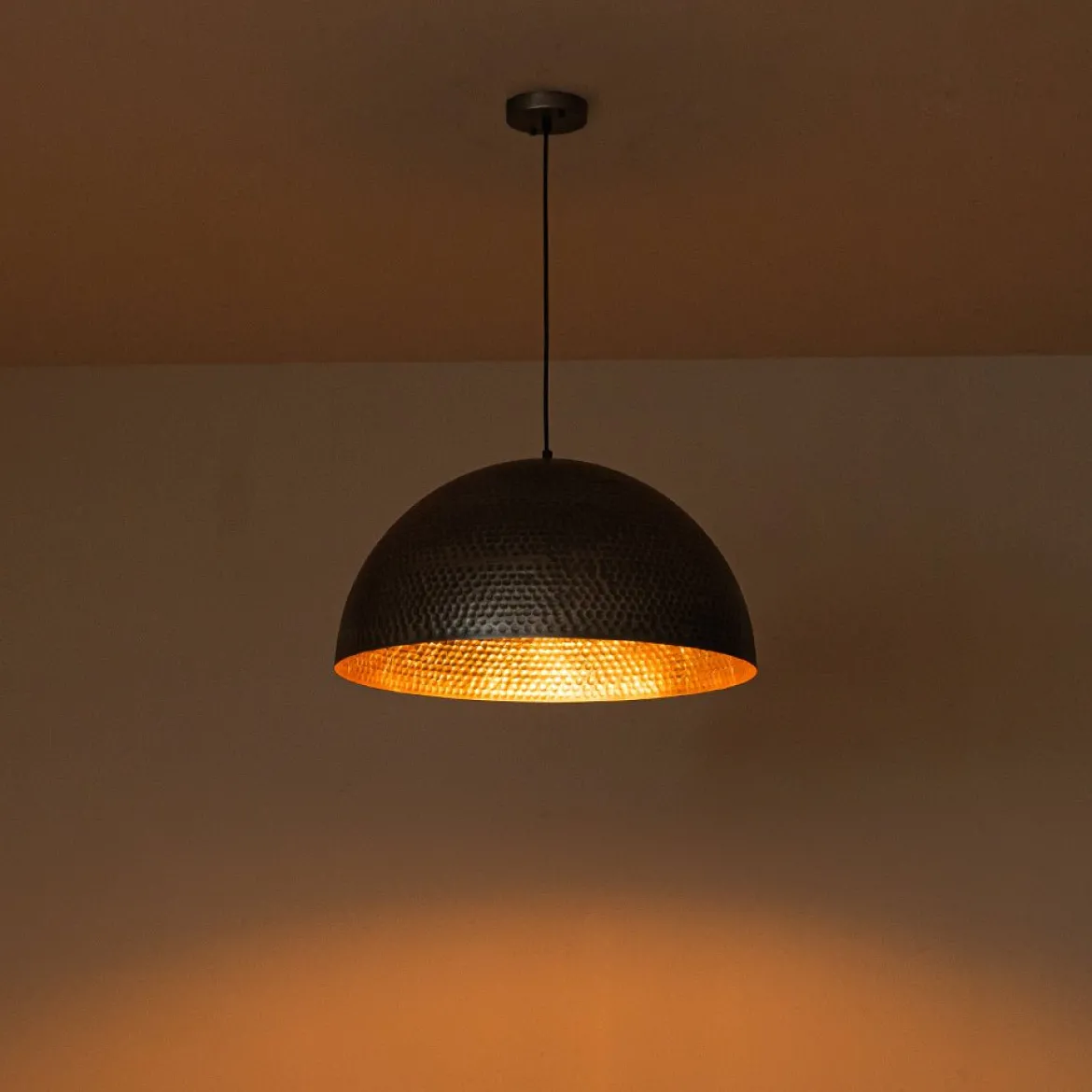 Vintage Luxe Oversized Hammered Dome Pendant Light