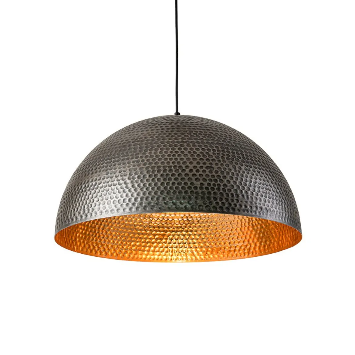 Vintage Luxe Oversized Hammered Dome Pendant Light