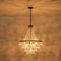 Vintage Luxury Antique Bronze Crystal Empire Chandelier