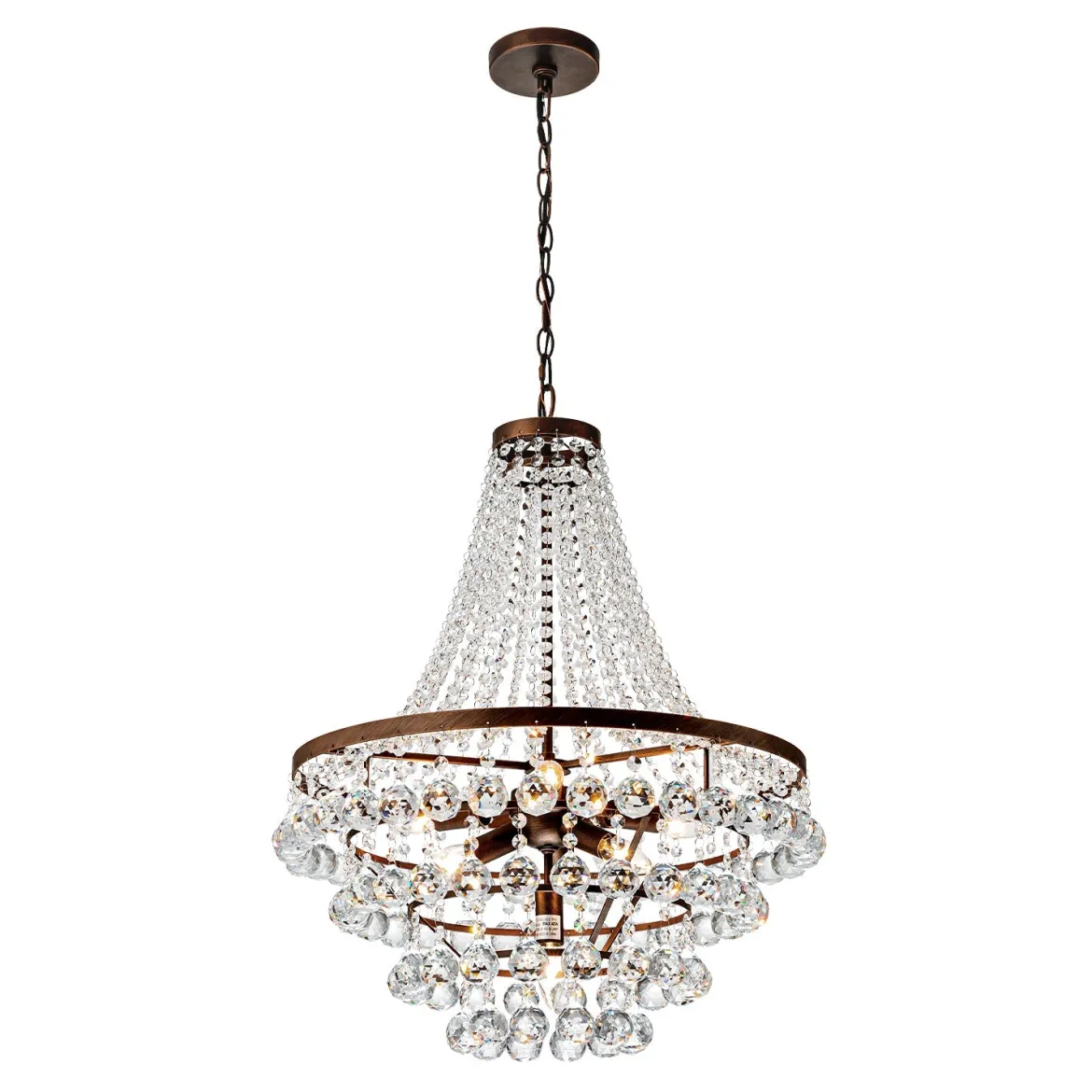 Vintage Luxury Antique Bronze Crystal Empire Chandelier