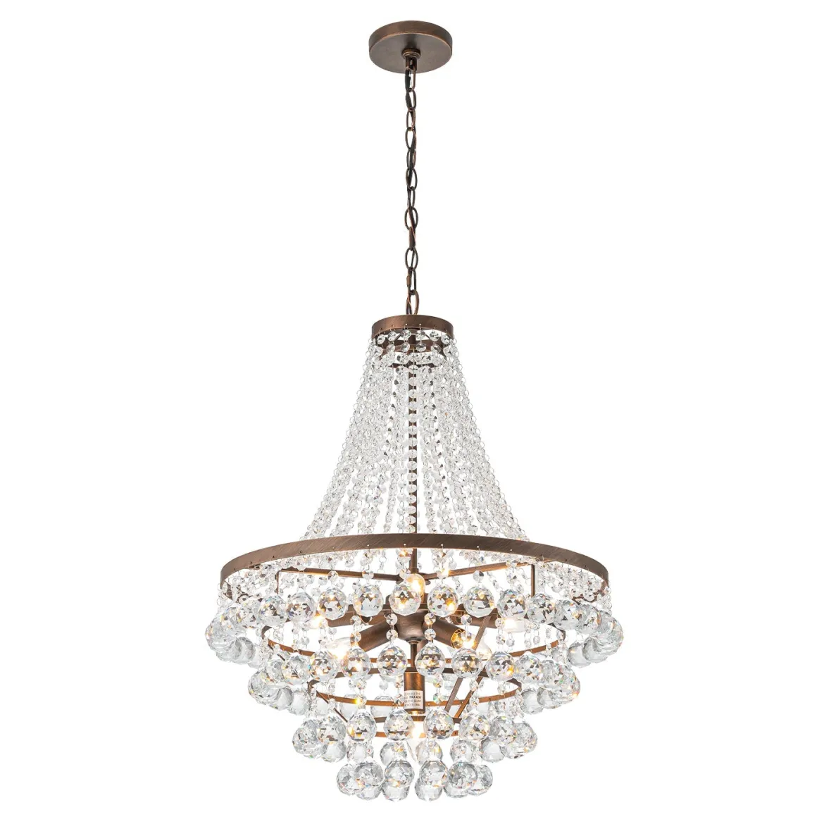 Vintage Luxury Antique Bronze Crystal Empire Chandelier