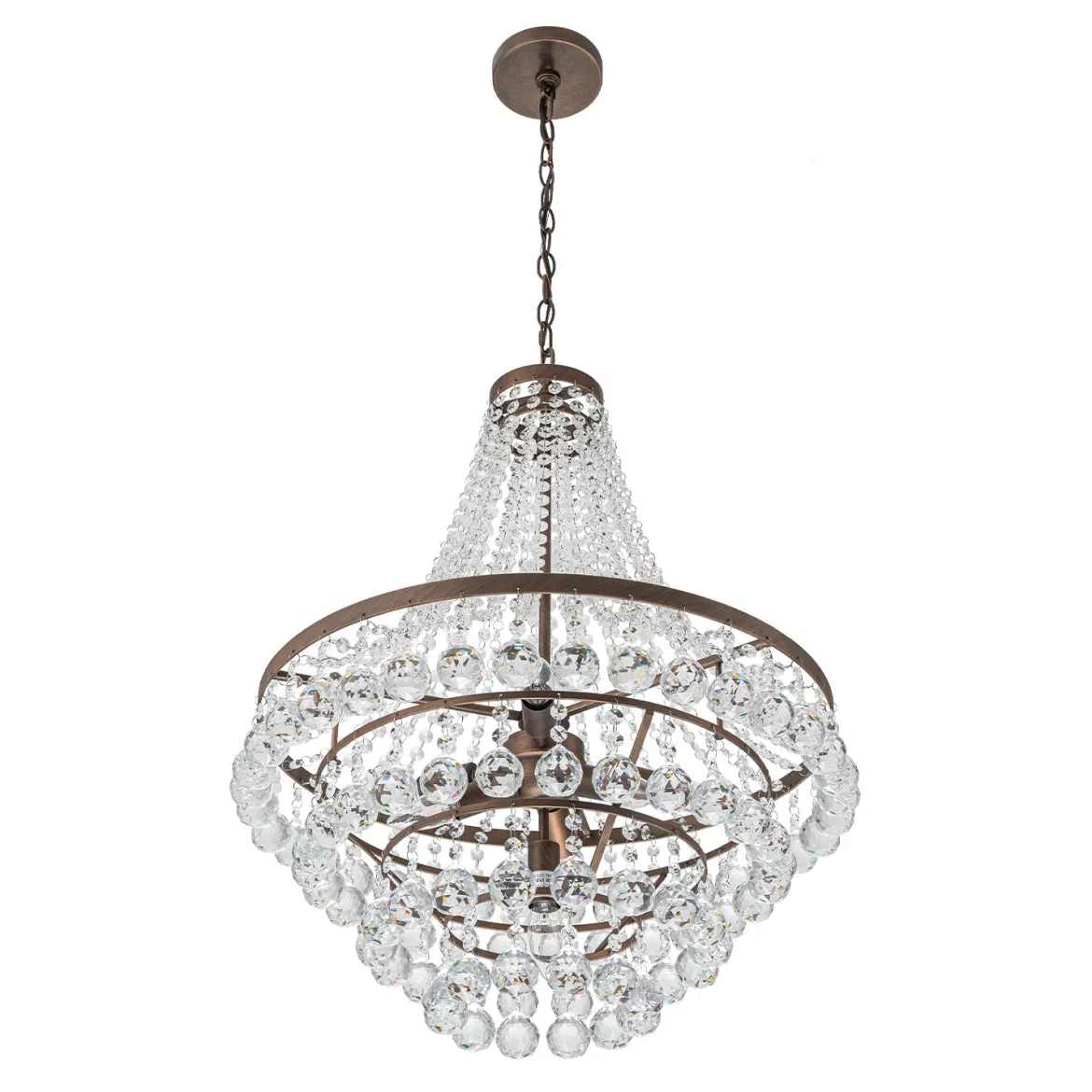 Vintage Luxury Antique Bronze Crystal Empire Chandelier