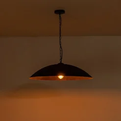 Vintage Oversized Flat Dome Metal Pendant Light