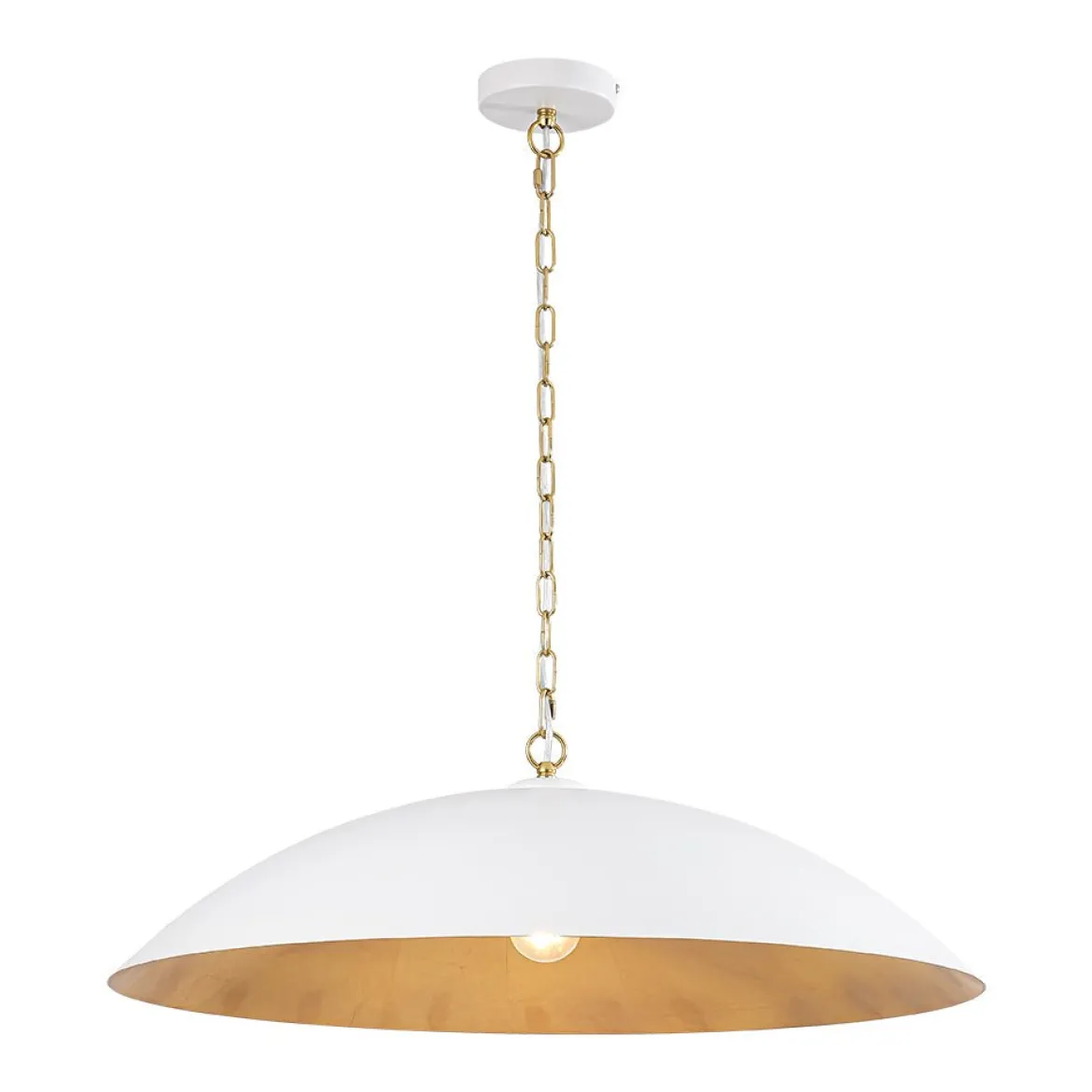 Vintage Oversized Flat Dome Metal Pendant Light