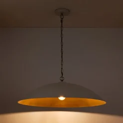 Vintage Oversized Flat Dome Metal Pendant Light