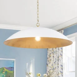Vintage Oversized Flat Dome Metal Pendant Light