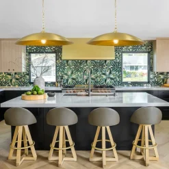 Vintage Oversized Flat Dome Metal Pendant Light