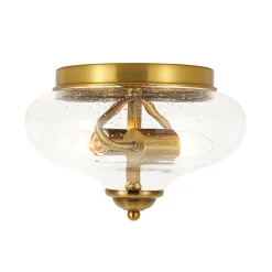 Vintage Round Clear Seeded Glass Flush Mount Ceiling Light