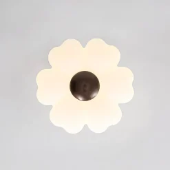 White Camellia Bloom Dimmable LED Semi Flush Mount Light