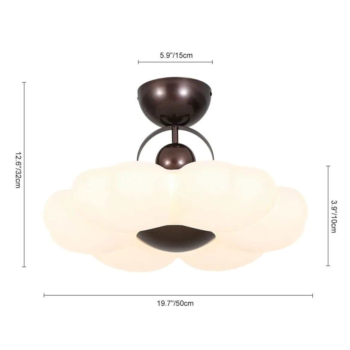 White Camellia Bloom Dimmable LED Semi Flush Mount Light