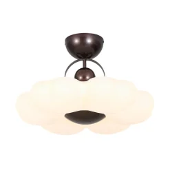 White Camellia Bloom Dimmable LED Semi Flush Mount Light
