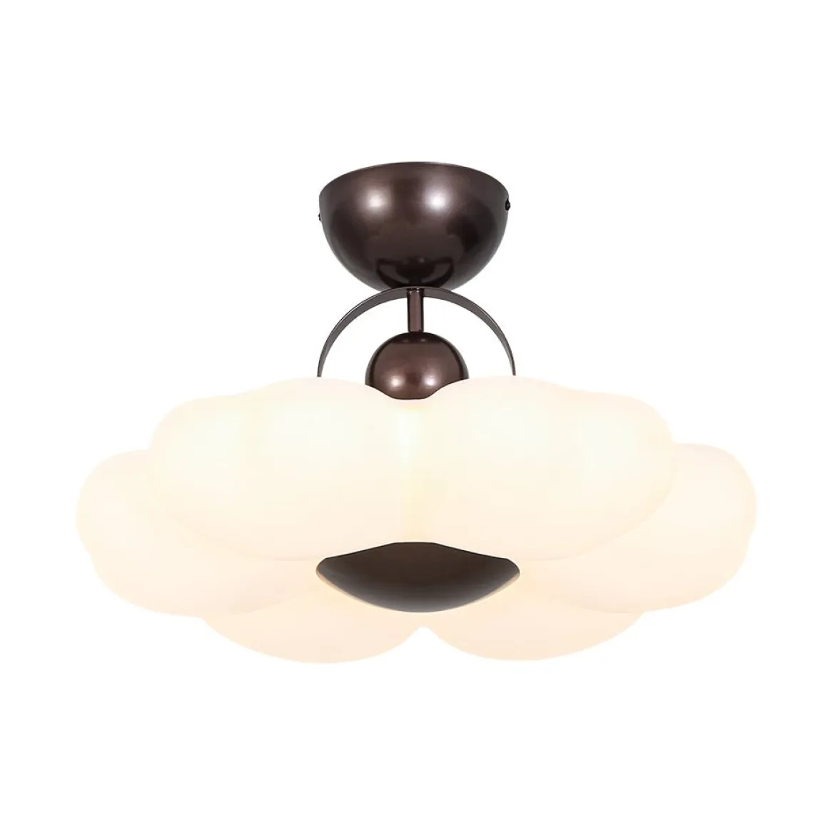 White Camellia Bloom Dimmable LED Semi Flush Mount Light