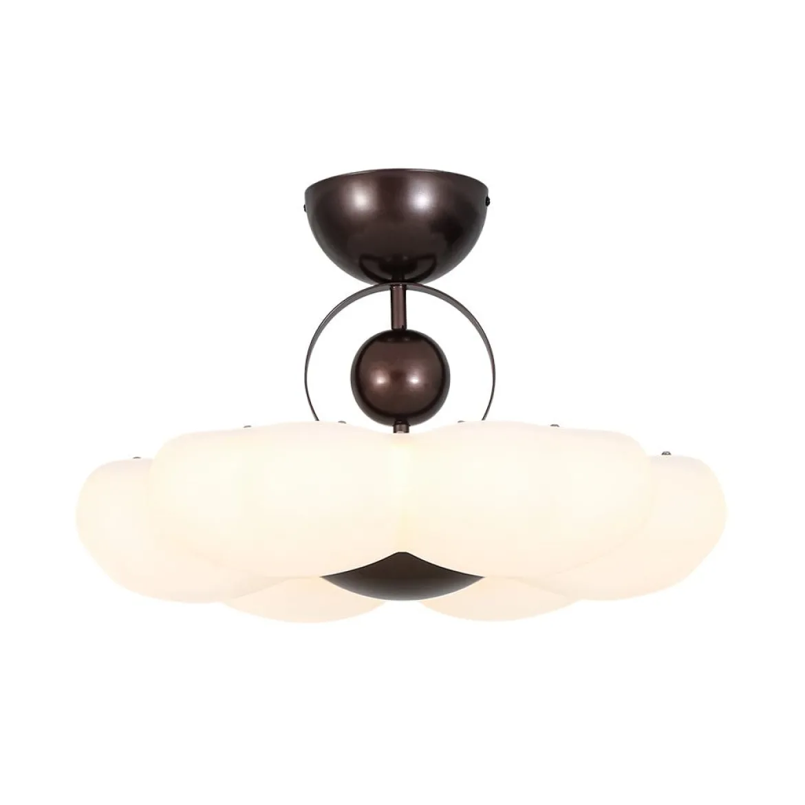 White Camellia Bloom Dimmable LED Semi Flush Mount Light