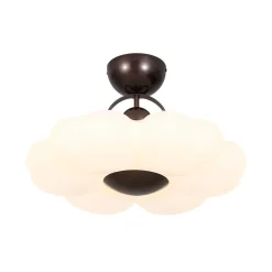 White Camellia Bloom Dimmable LED Semi Flush Mount Light