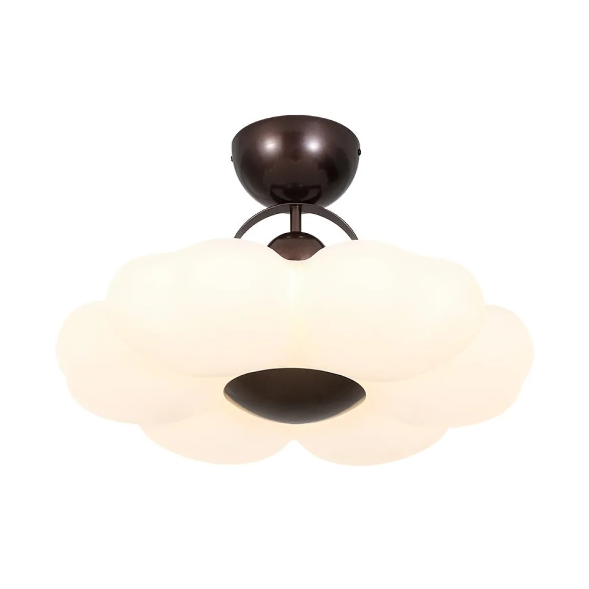White Camellia Bloom Dimmable LED Semi Flush Mount Light