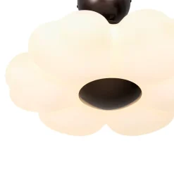 White Camellia Bloom Dimmable LED Semi Flush Mount Light