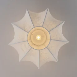 White Silk Scalloped Cage Flush Mount Ceiling Light