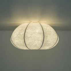 White Silk Scalloped Cage Flush Mount Ceiling Light