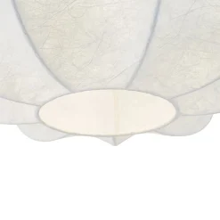 White Silk Scalloped Cage Flush Mount Ceiling Light