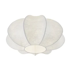 White Silk Scalloped Cage Flush Mount Ceiling Light