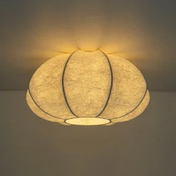 White Silk Scalloped Cage Flush Mount Ceiling Light