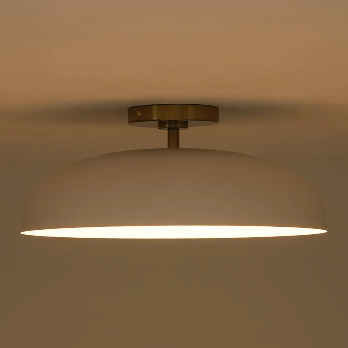 Wide Iron Dome Dimmable LED Semi Flush Ceiling Light
