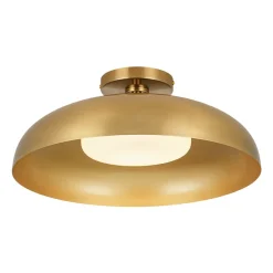 Wide Iron Dome Dimmable LED Semi Flush Ceiling Light