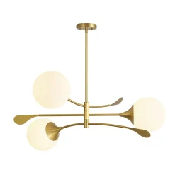 Wind-Vane Tiered 3-Light Opal Glass Globe Sputnik Chandelier