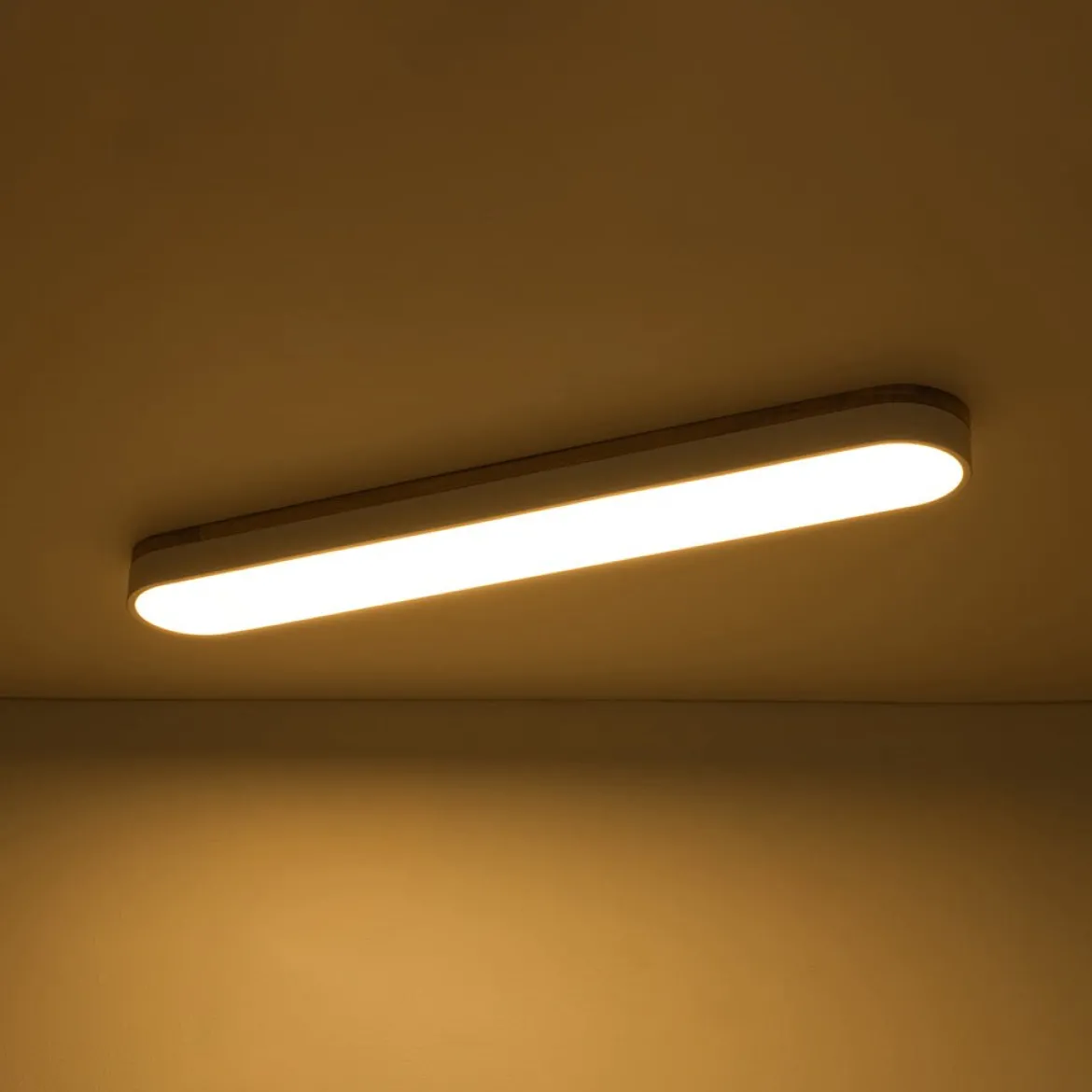 Wood Accent Oval Dimmable LED Flush Mount Ceiling Light