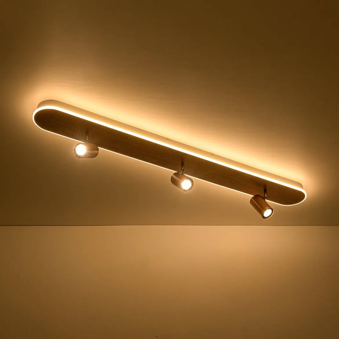 Wood Oval LED Adjustable Spotlight Ceiling Track Light
