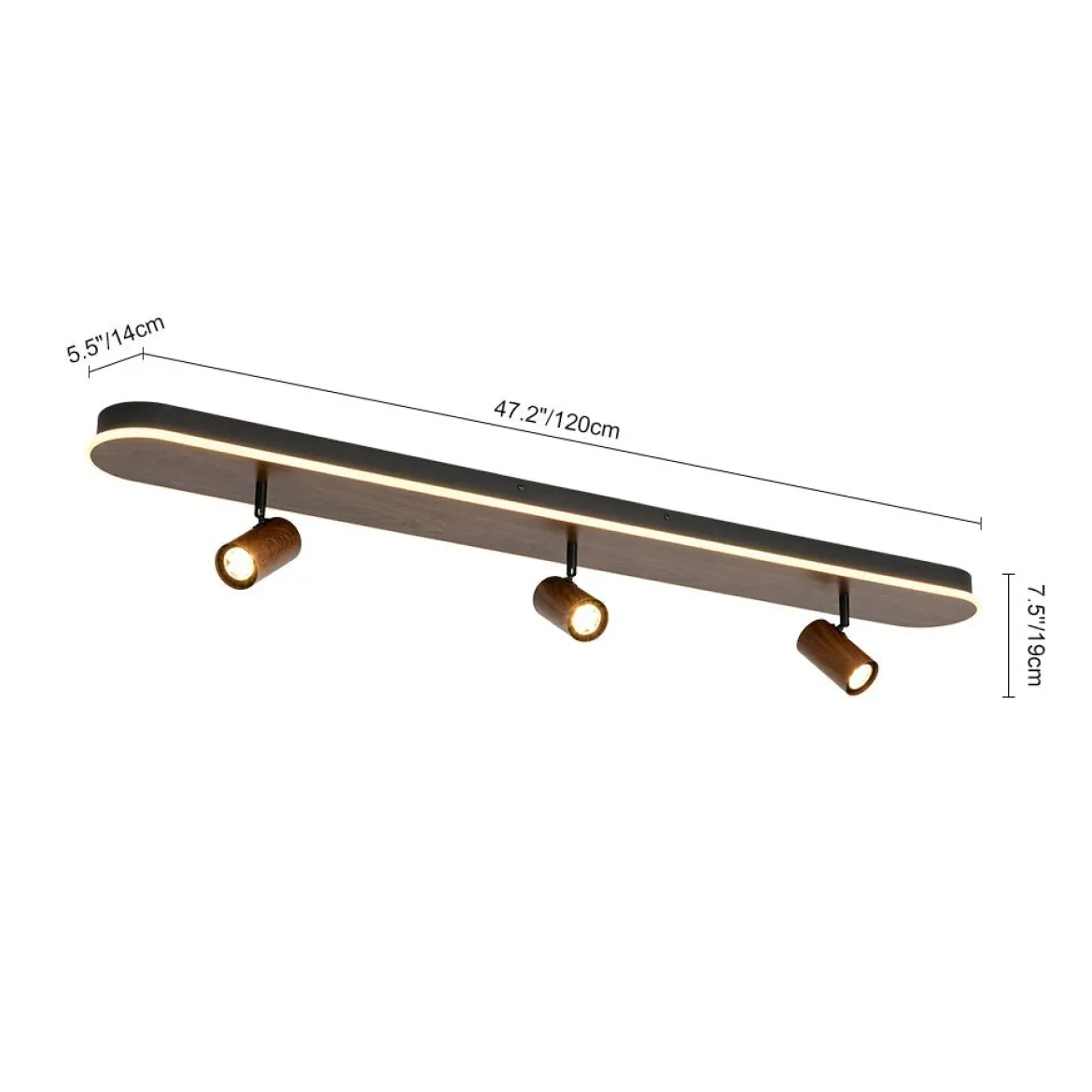 Wood Oval LED Adjustable Spotlight Ceiling Track Light